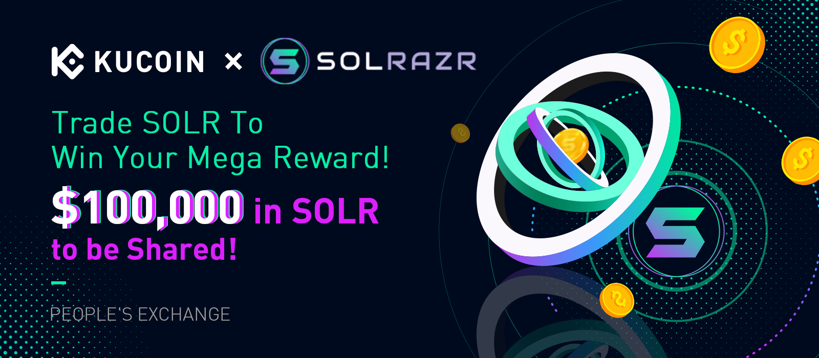 Trade SOLR To Win Your Mega Reward! $100,000 in SOLR